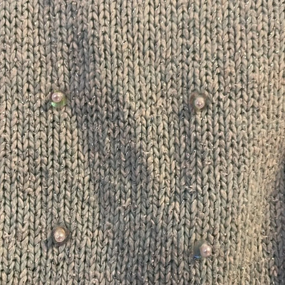 Vintage Rafferty Silk Angora Mint Green Sweater  Sequins and Pearls Size Large - Picture 4 of 10